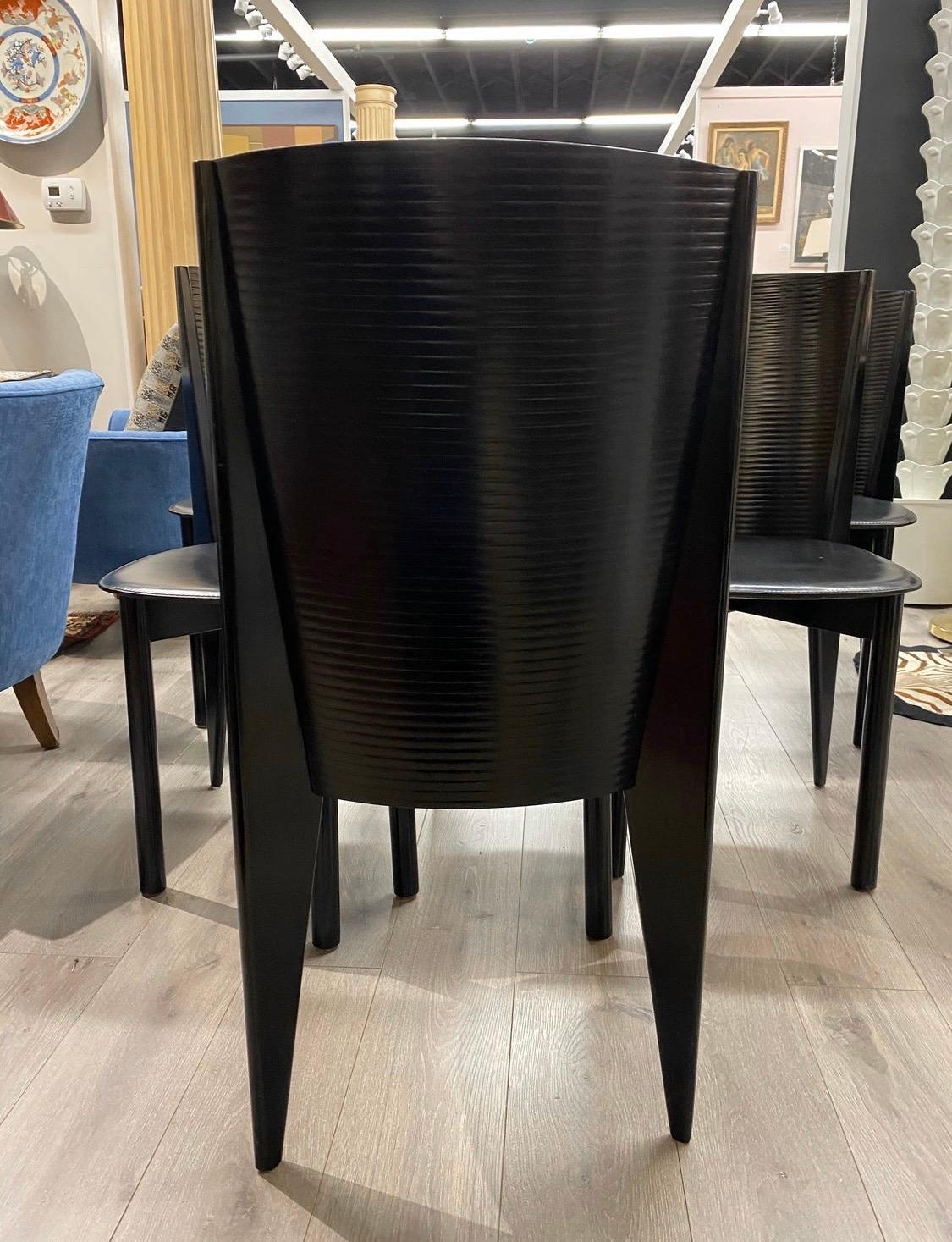 Mid-Century Modern Calligaris Made in Italy Set of Six Black Dining Chairs