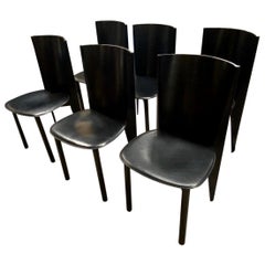 Calligaris Made in Italy Set of Six Black Dining Chairs