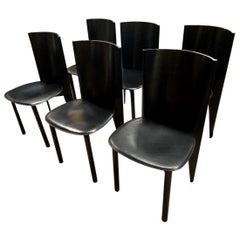 Used Calligaris Made in Italy Set of Six Black Dining Chairs