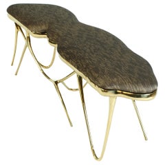 Calligraphic Sculpted Brass Bench by Misaya