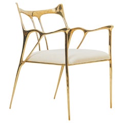 Calligraphic Sculpted Brass Chair by Misaya