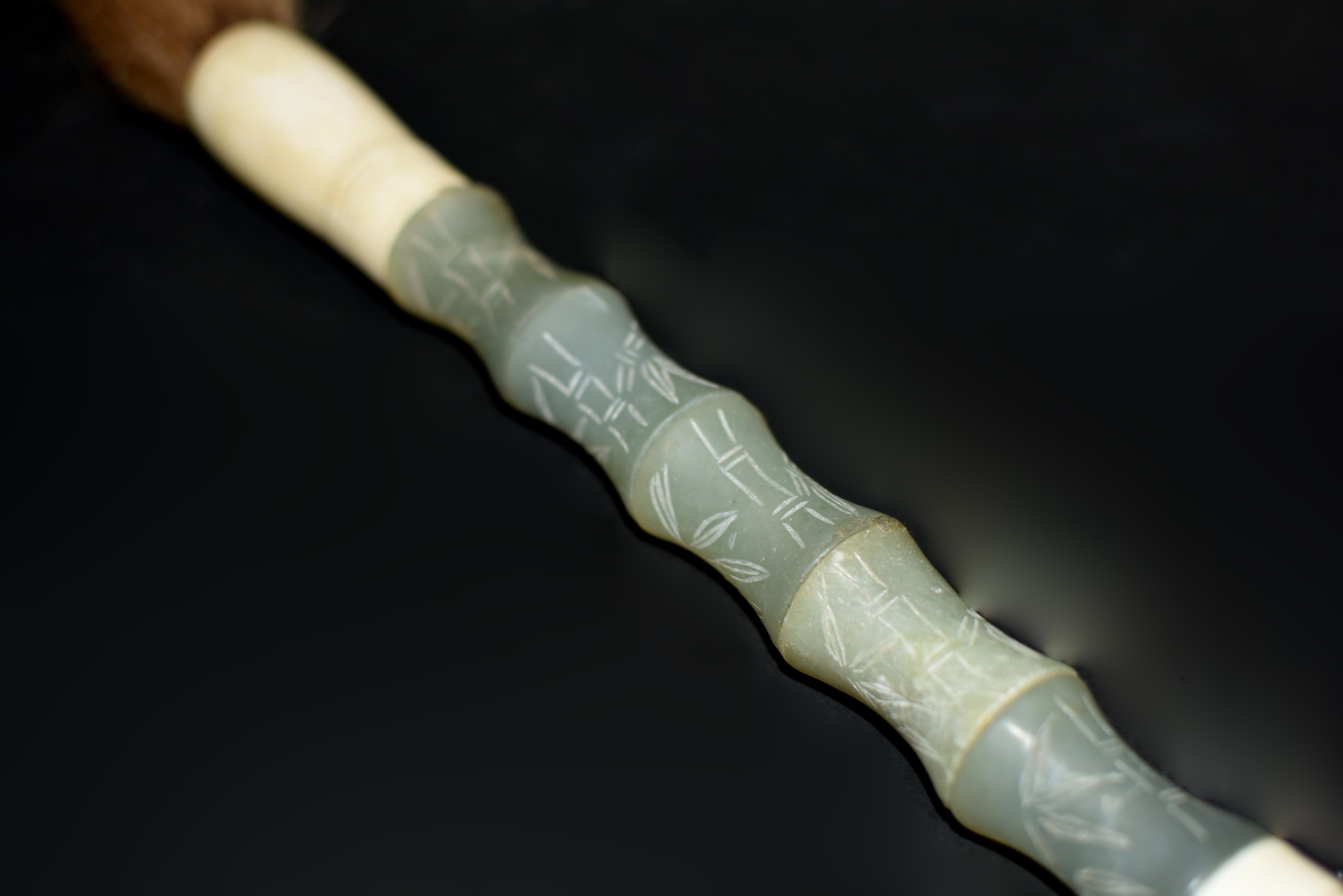 Hand-Carved Calligraphy Brush Rare Blue Serpentine Extra Large 16