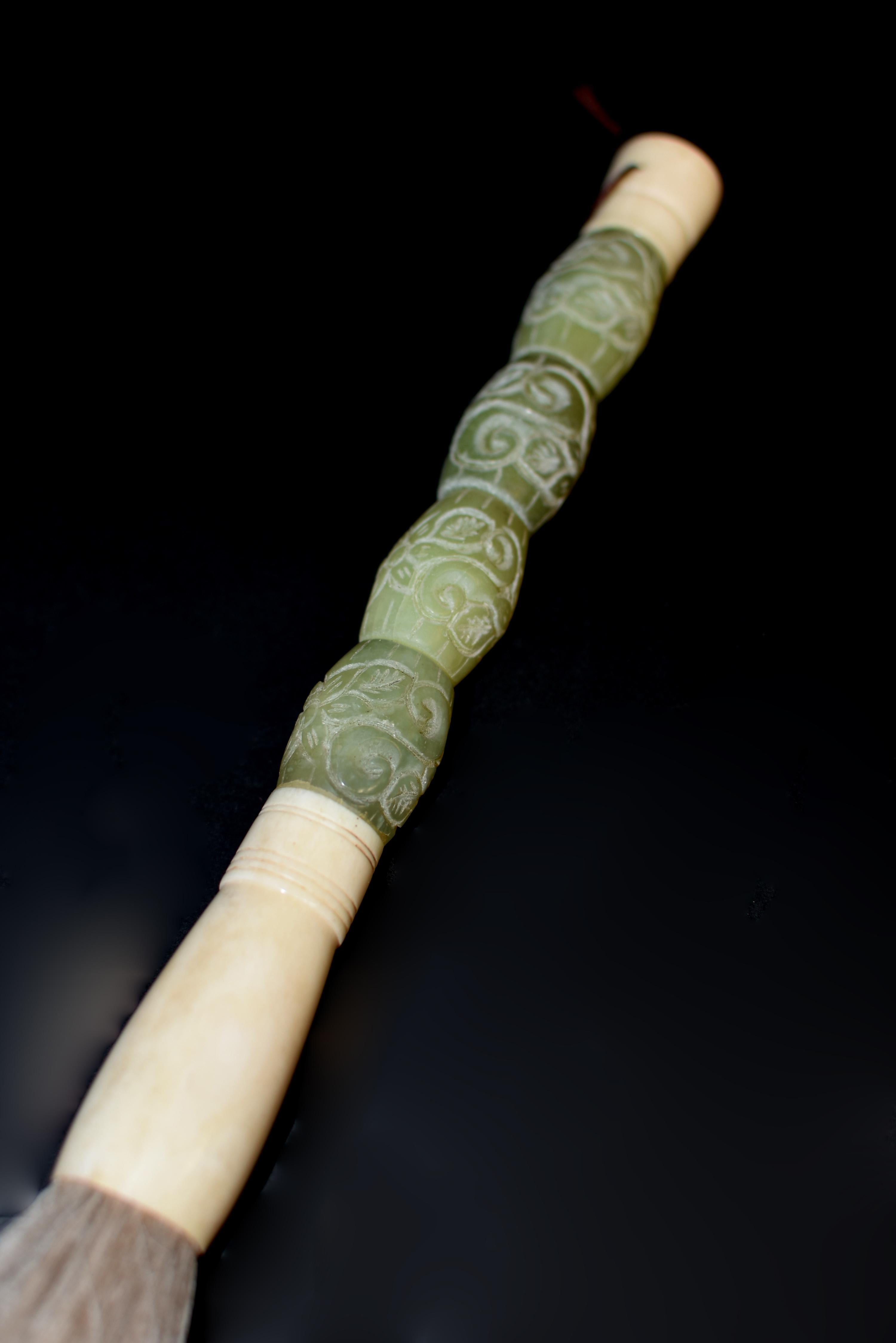20th Century Calligraphy Brush Carved Serpentine