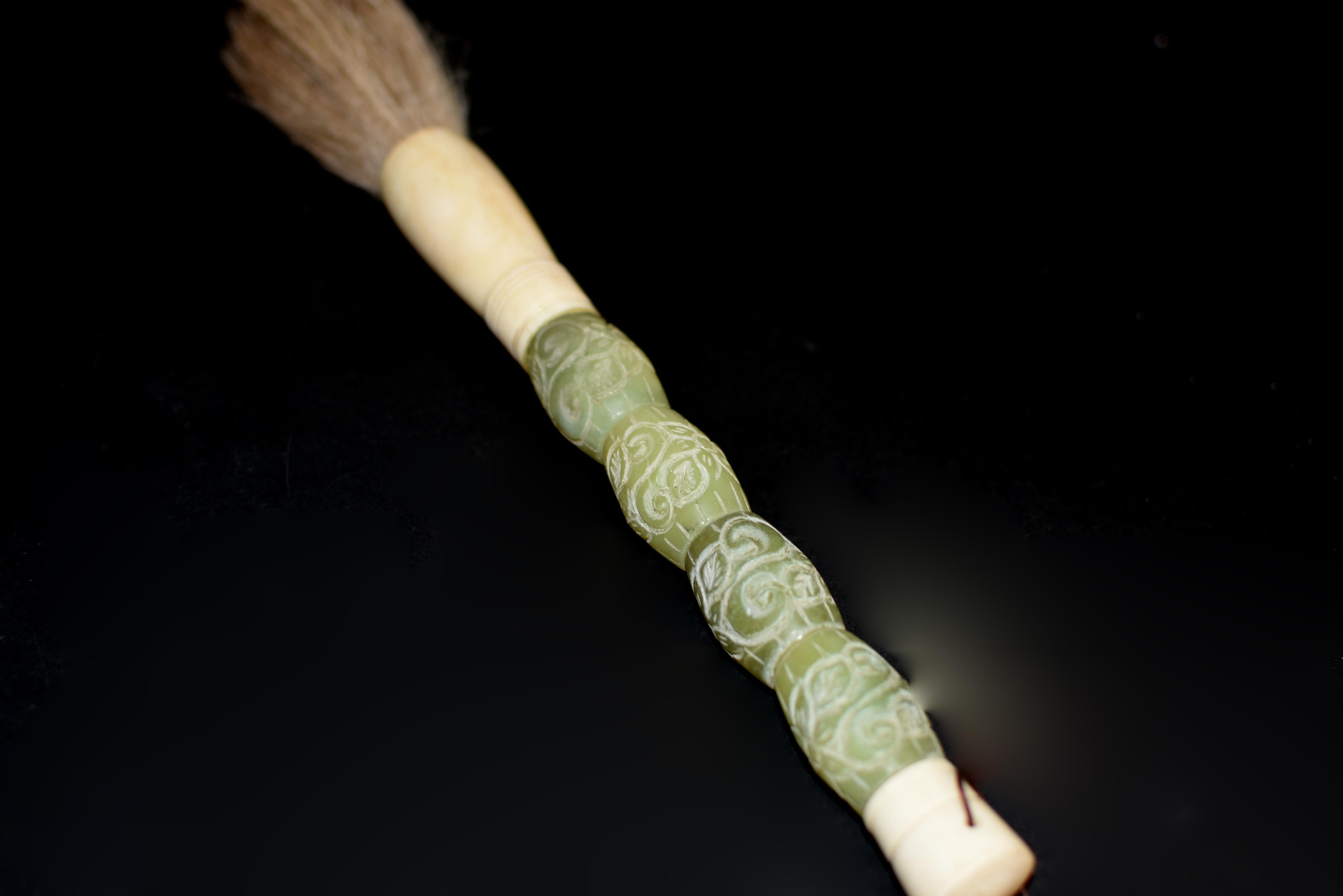 Bone Calligraphy Brush Carved Serpentine