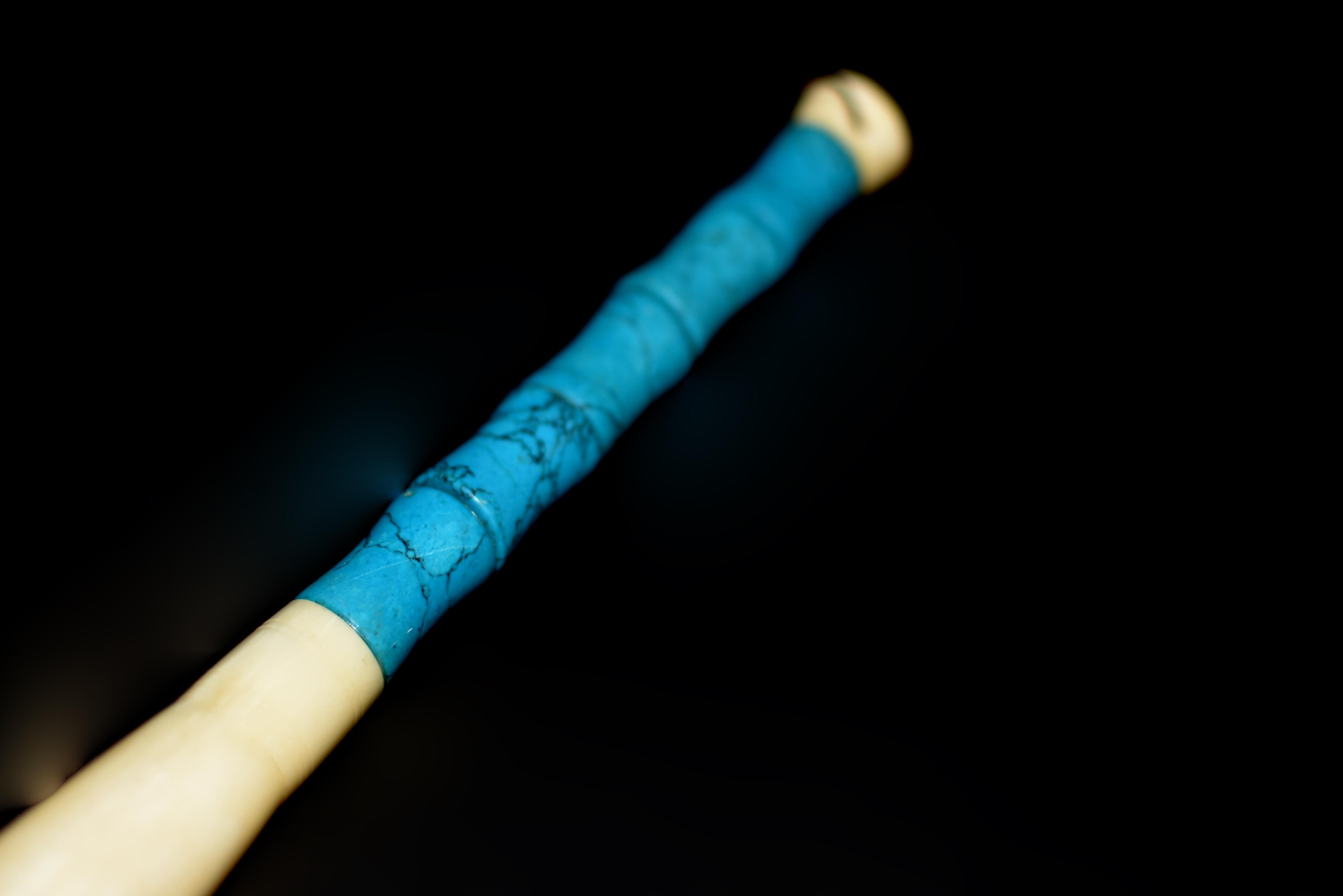 Chinese Calligraphy Brush Faux Turquoise Black Horse Hair For Sale