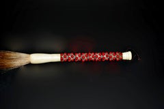 Calligraphy Brush Filigree Red Coral Faux