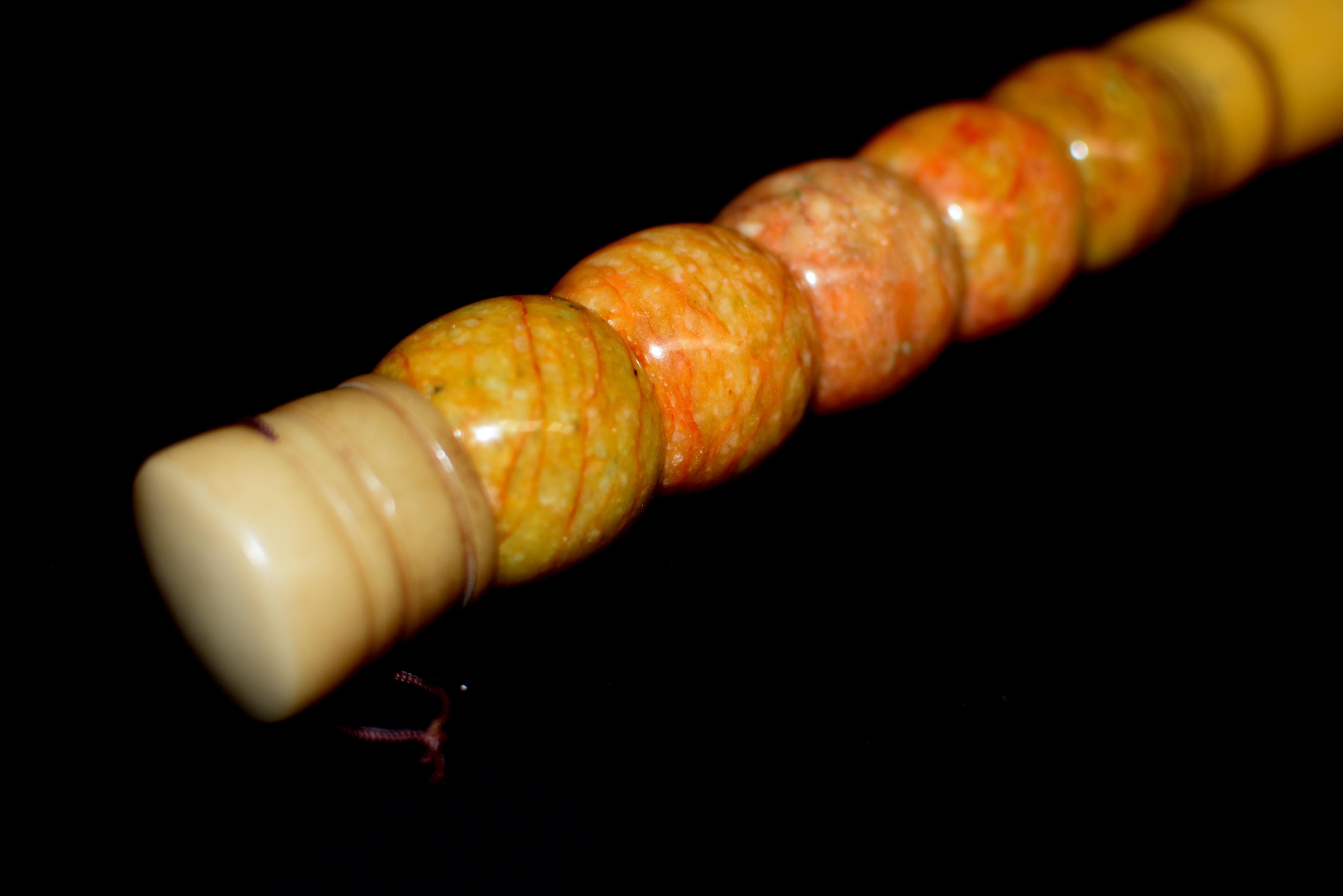 Calligraphy Brush Large Amber Marble Beads 15