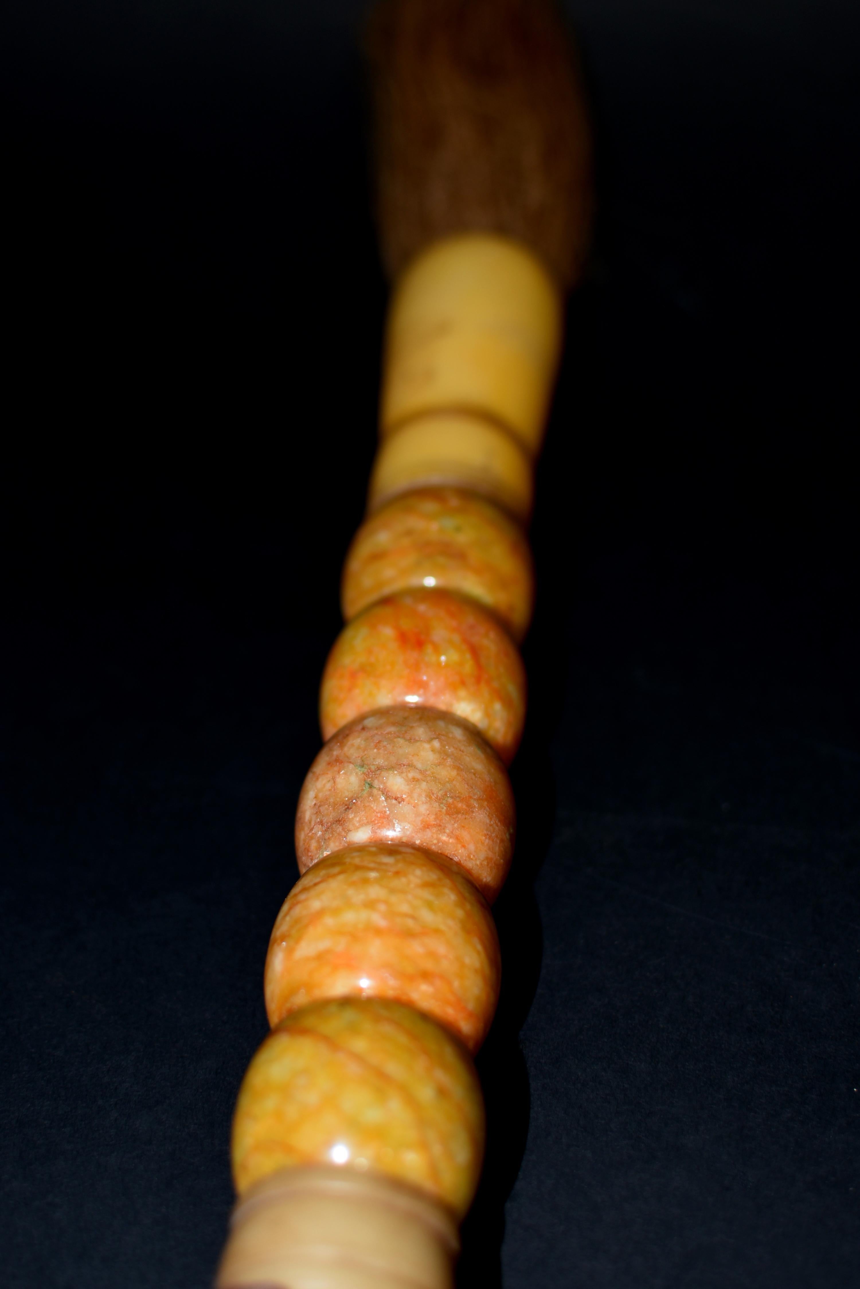 Calligraphy Brush Large Amber Marble Beads 15