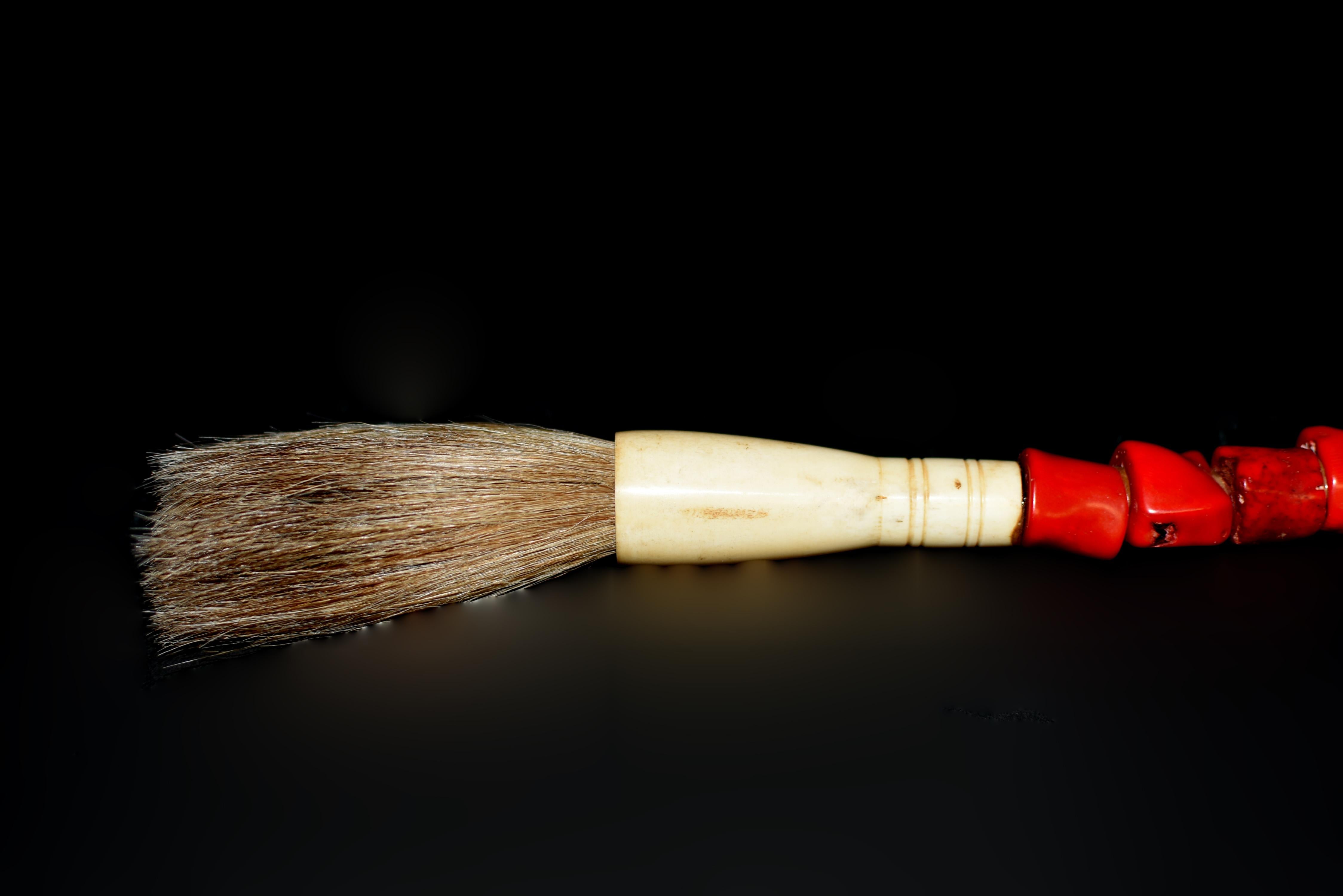Calligraphie-Bürsten roter Koralle Faux (Knochen) im Angebot