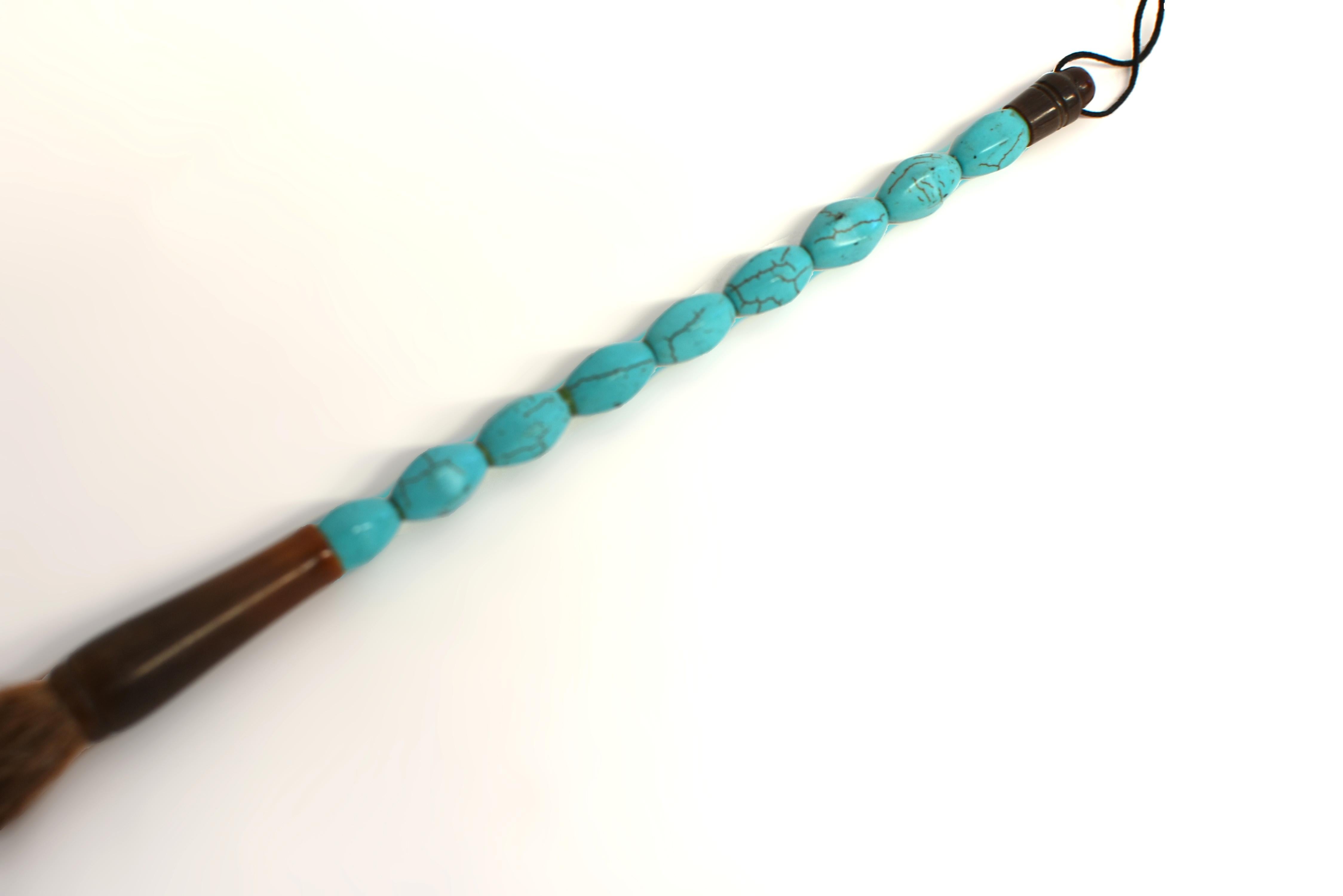 Chinese Calligraphy Brush Turquoise Horn For Sale