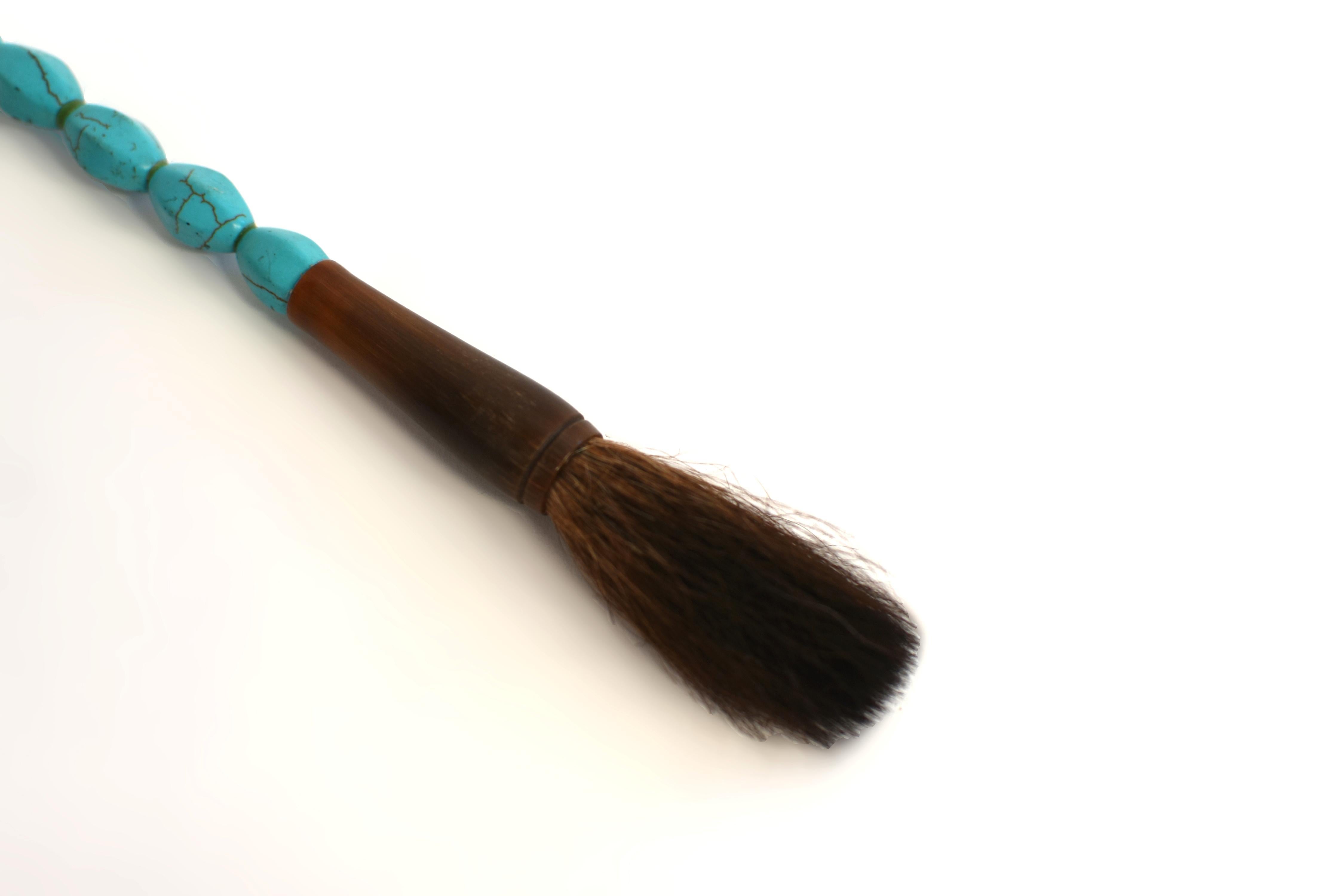 20th Century Calligraphy Brush Turquoise Horn For Sale