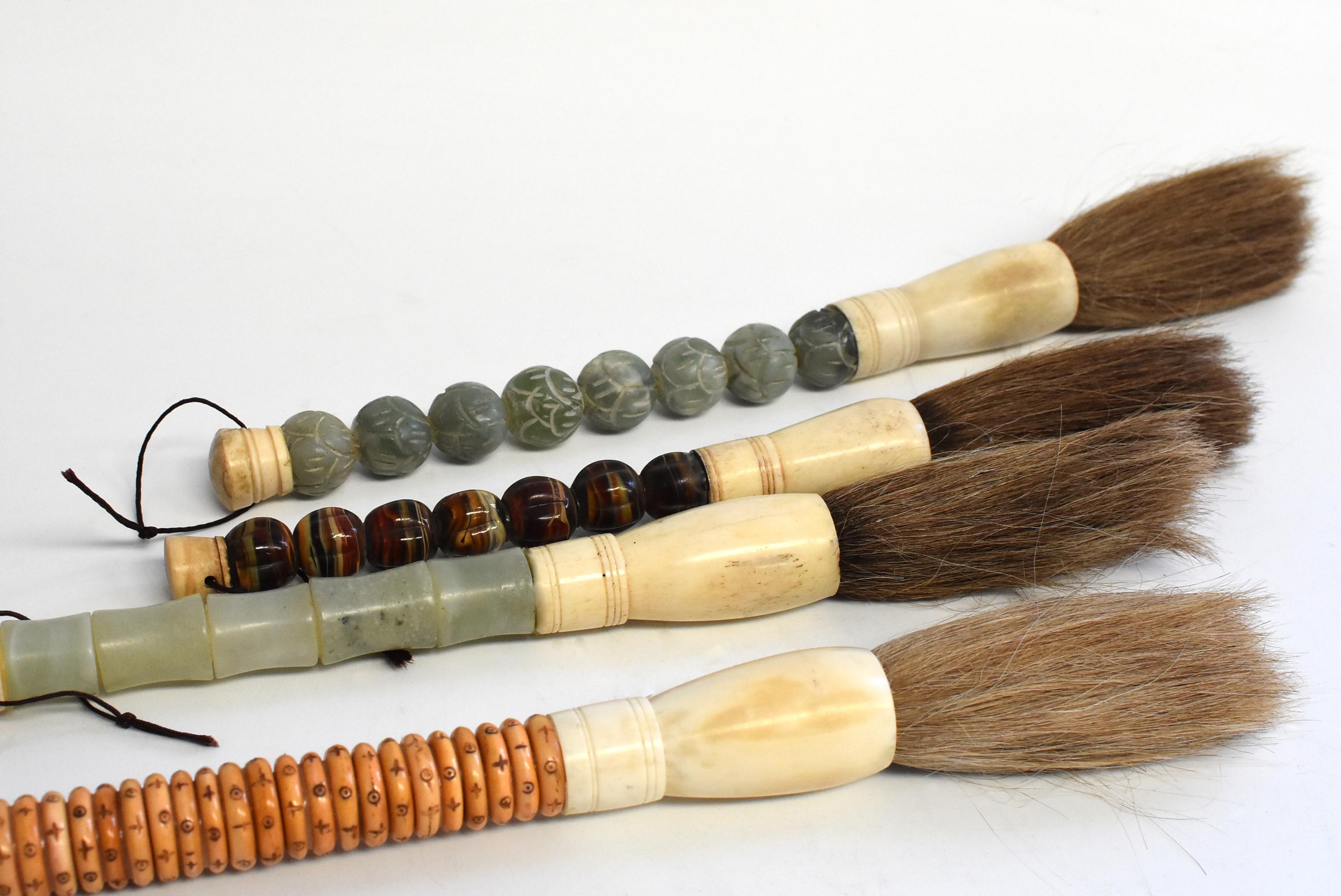 Calligraphy Brushes Set of 4, Serpentine and Bone 4