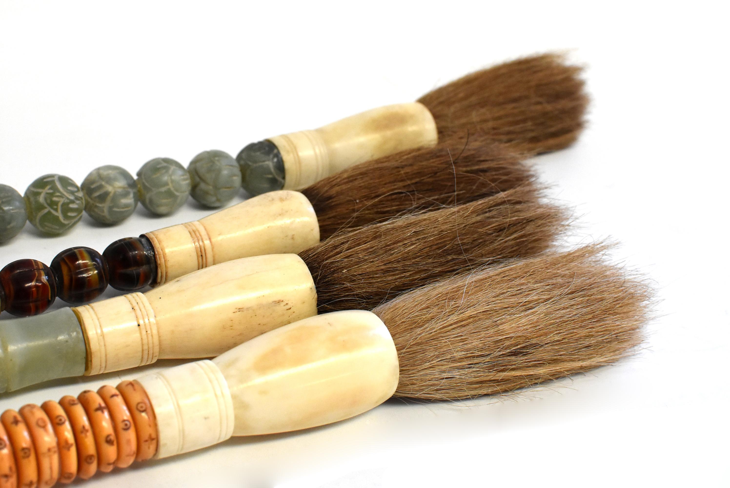 Calligraphy Brushes Set of 4, Serpentine and Bone 6