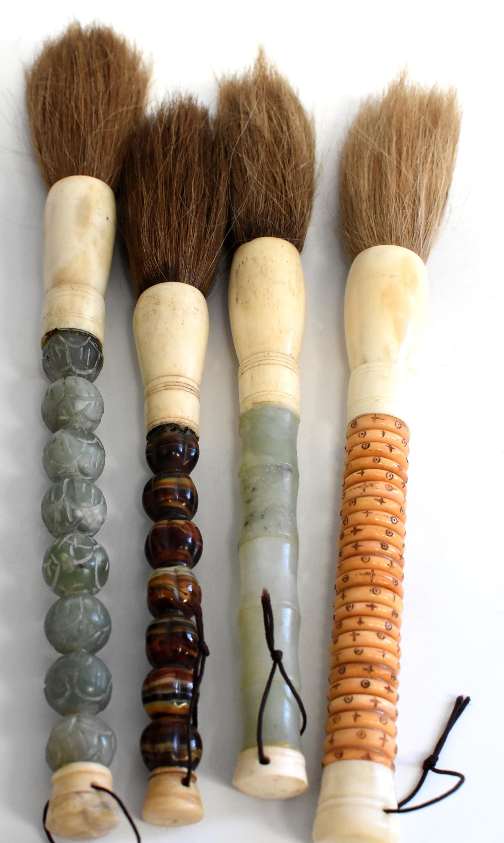 Calligraphy Brushes Set of 4, Serpentine and Bone 8