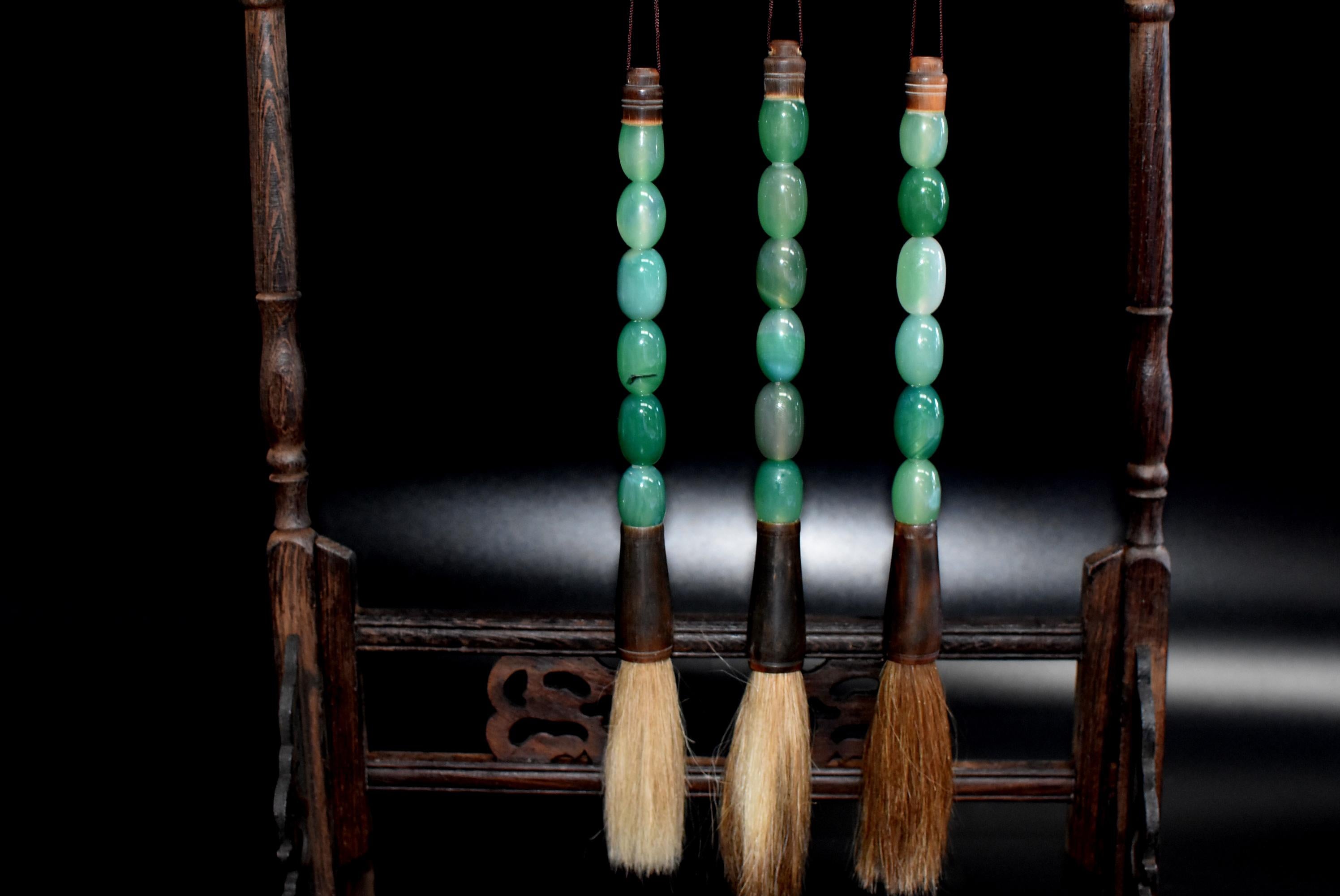 Calligraphy Brush Set of 5 with Glass Beads and Horn Ferrules 3