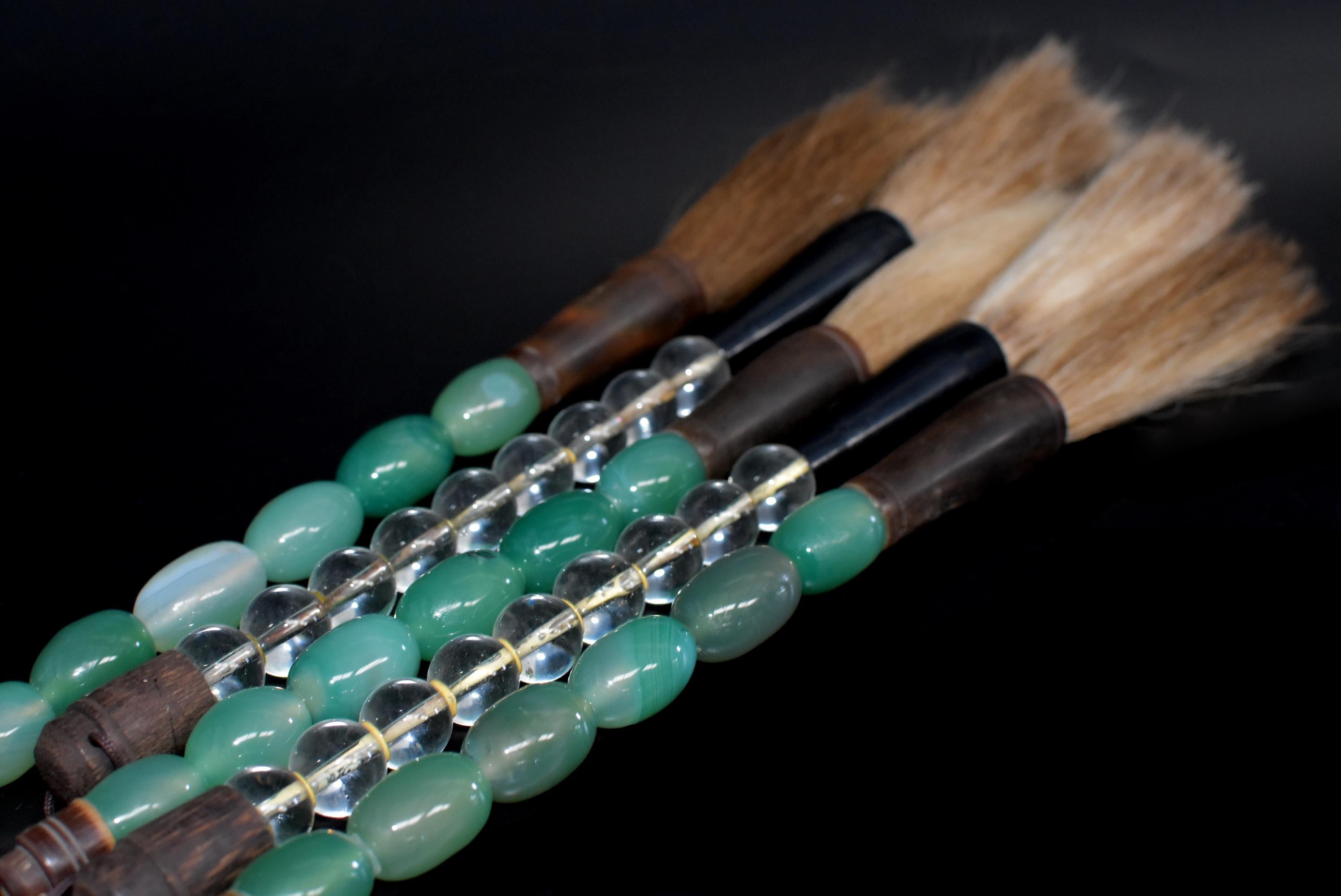 Calligraphy Brush Set of 5 with Glass Beads and Horn Ferrules 7
