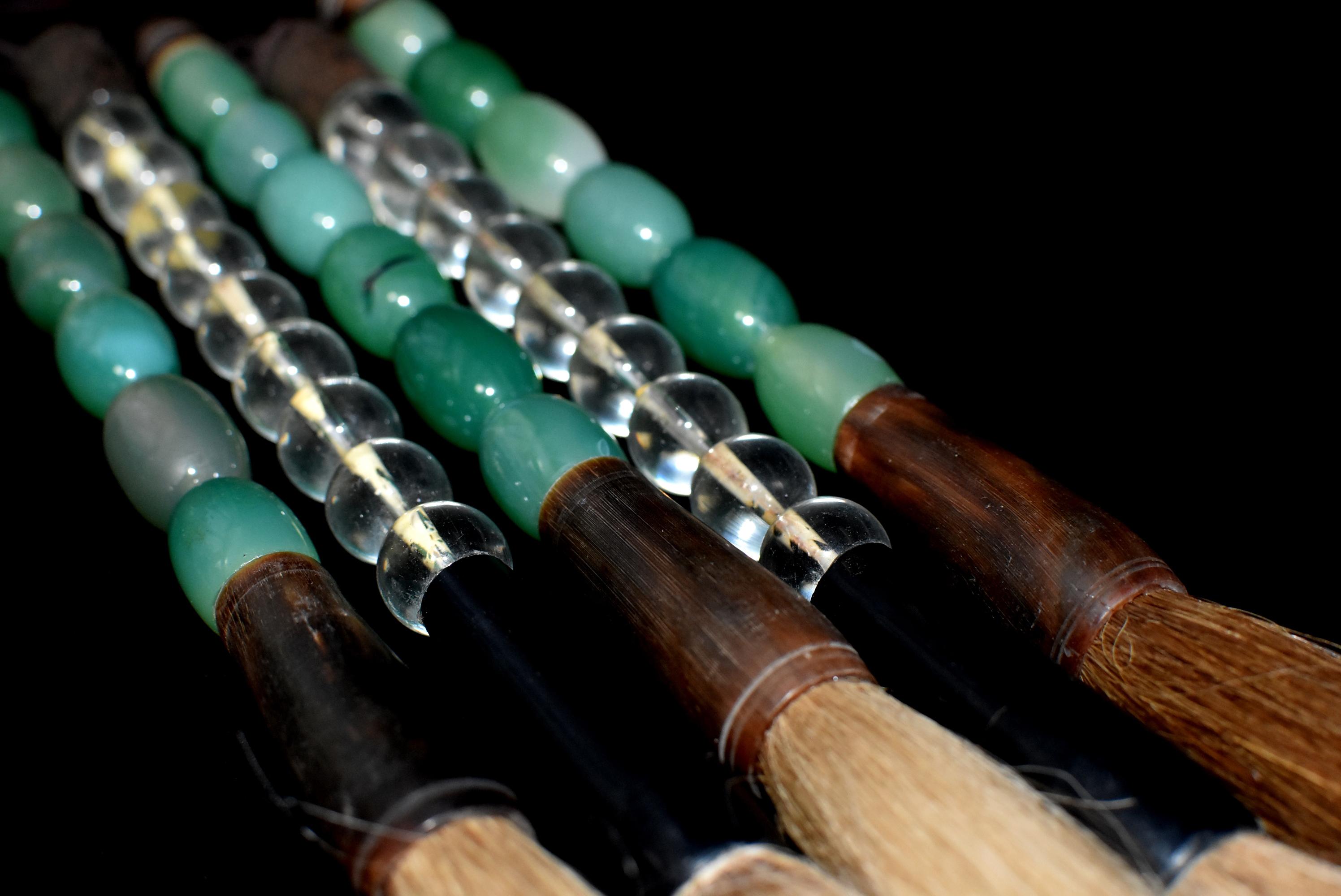 Calligraphy Brush Set of 5 with Glass Beads and Horn Ferrules 10