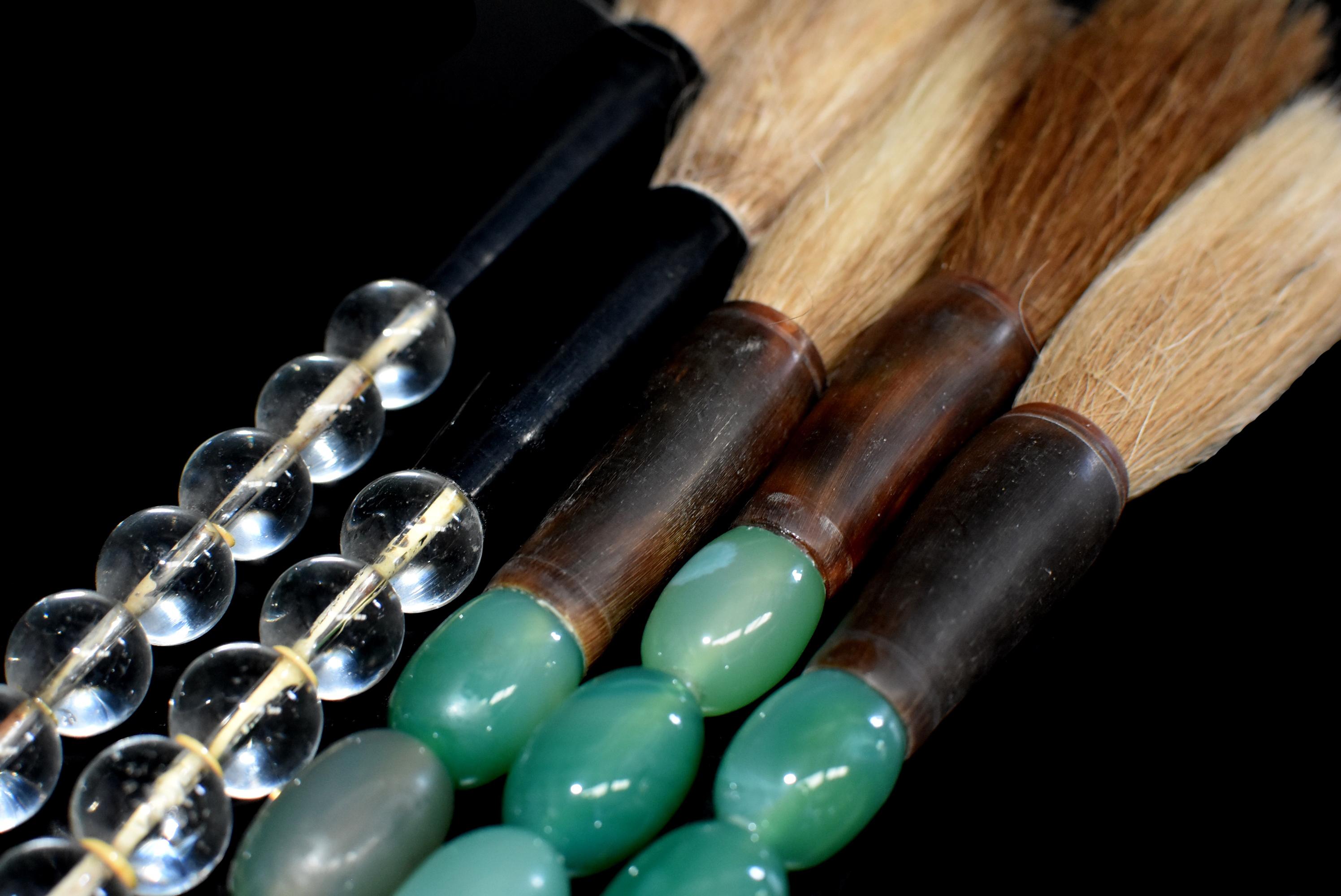 Calligraphy Brush Set of 5 with Glass Beads and Horn Ferrules 13