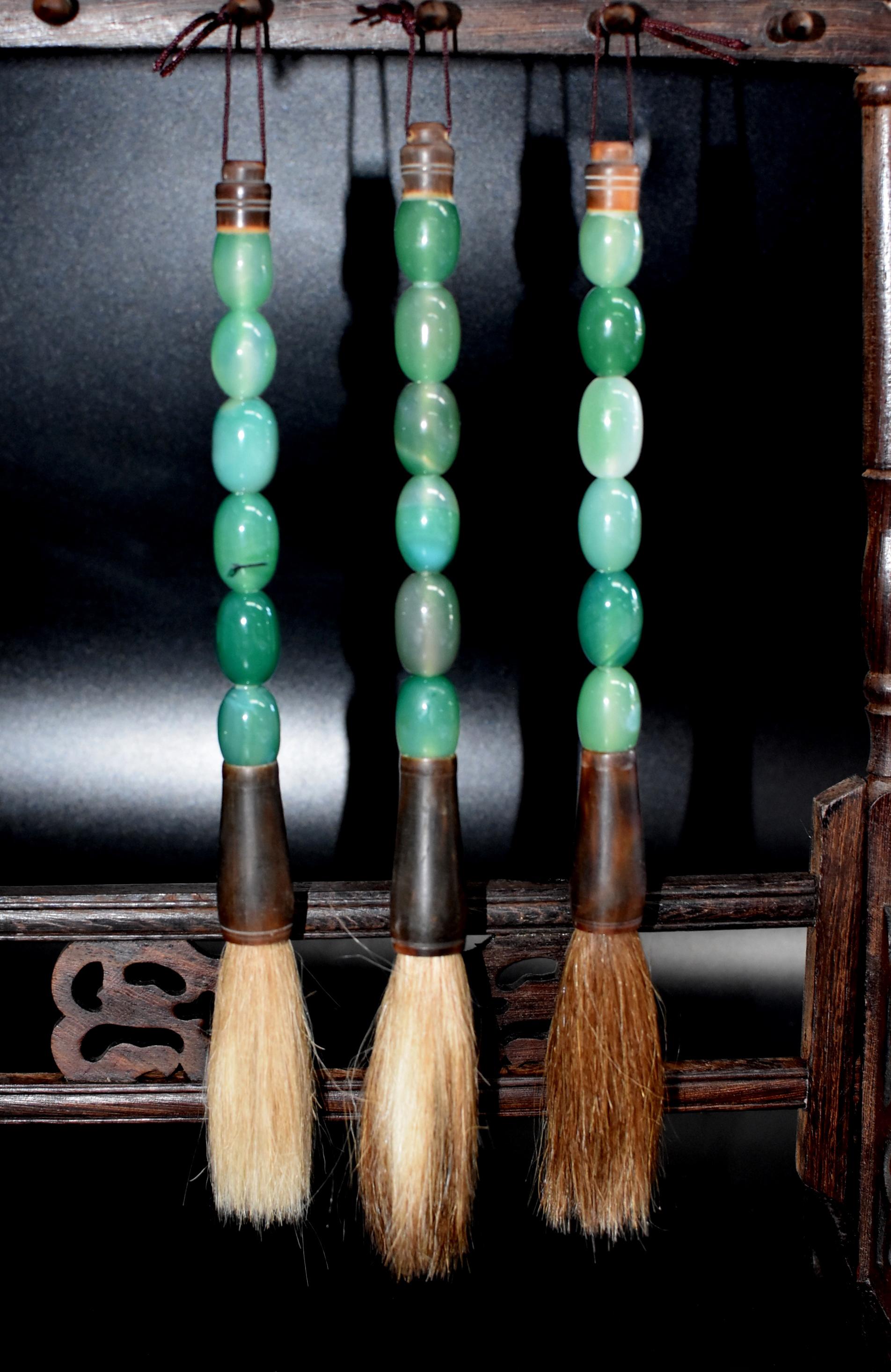 Calligraphy Brush Set of 5 with Glass Beads and Horn Ferrules 2
