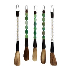 Calligraphy Brush Set of 5 with Glass Beads and Horn Ferrules