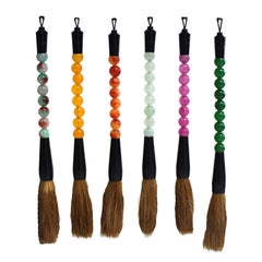 Calligraphy Brushes Set of 6, Dyed Quartz, Handmade