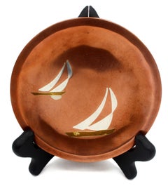 Calling Card Tray Featuring Racing Yachts, circa 1950s by Los Costillo, Taxco