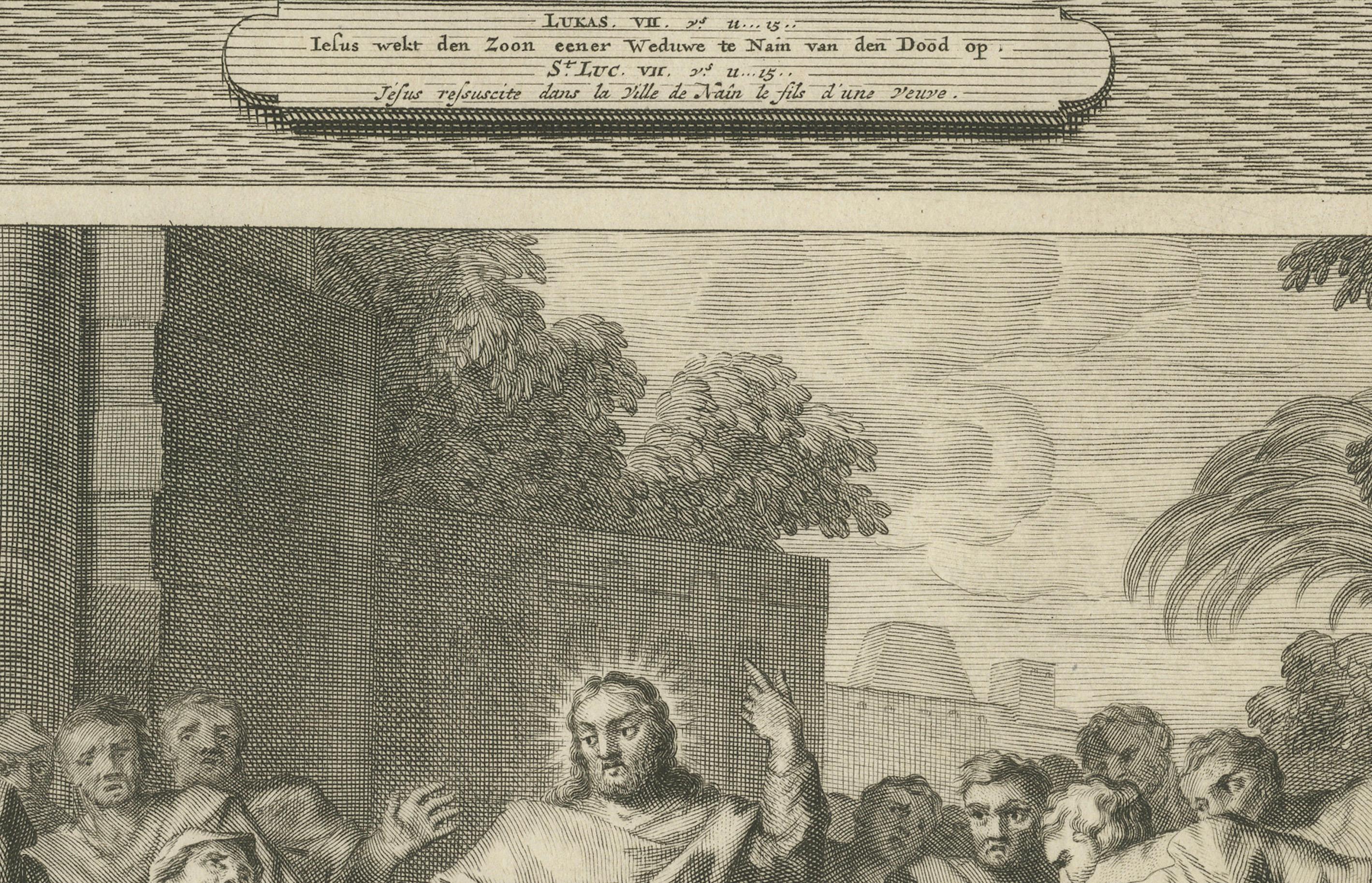 Die Berufung des Heiligen Matthäus und die Auferweckung des Sohnes der Witwe, Pieter Mortier, ca. 1700 (Niederländisch) im Angebot