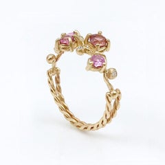 Calliope Pink Spinel and Diamond Twist Vine Half Ring 18 Karat