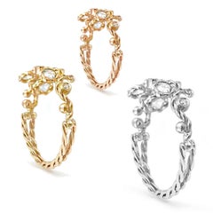 Calliope Rose Cut Diamond Four Stone Twist Vine Half Ring 18 Karat