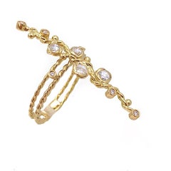 Calliope Rose Cut Diamond Vertical Wavy Bar Ring in 18k Gold