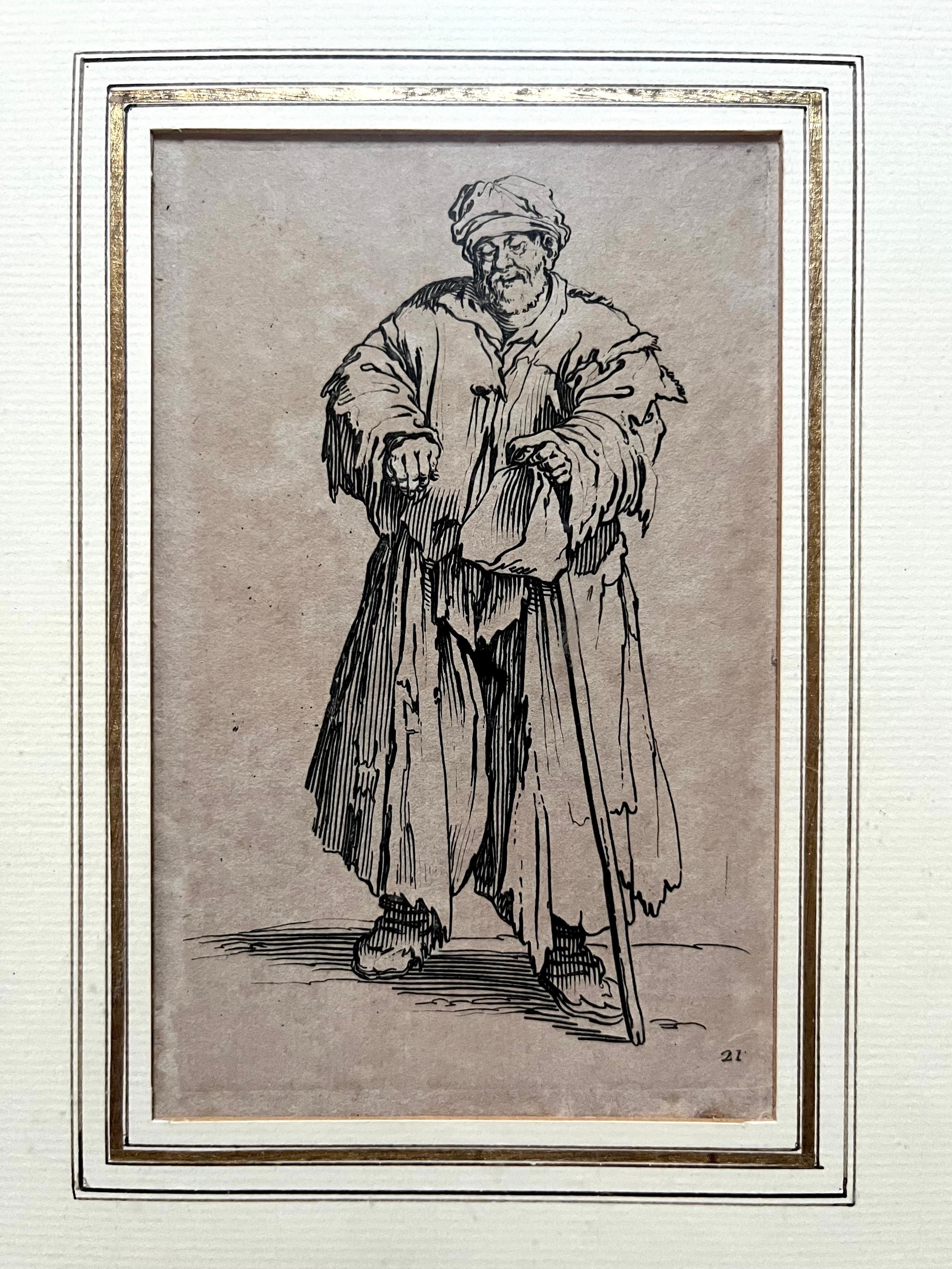 Prächtiger Satz von 6 Stichen aus der Serie Les Gueux aus dem 17. Jahrhundert von Jacques CALLOT (1592-1635).
Diese 6 Originalstiche aus der Serie Les Gueux wurden im 17. Jahrhundert prächtig gestochen. Das Set ist sehr dekorativ.

Diese Motive sind