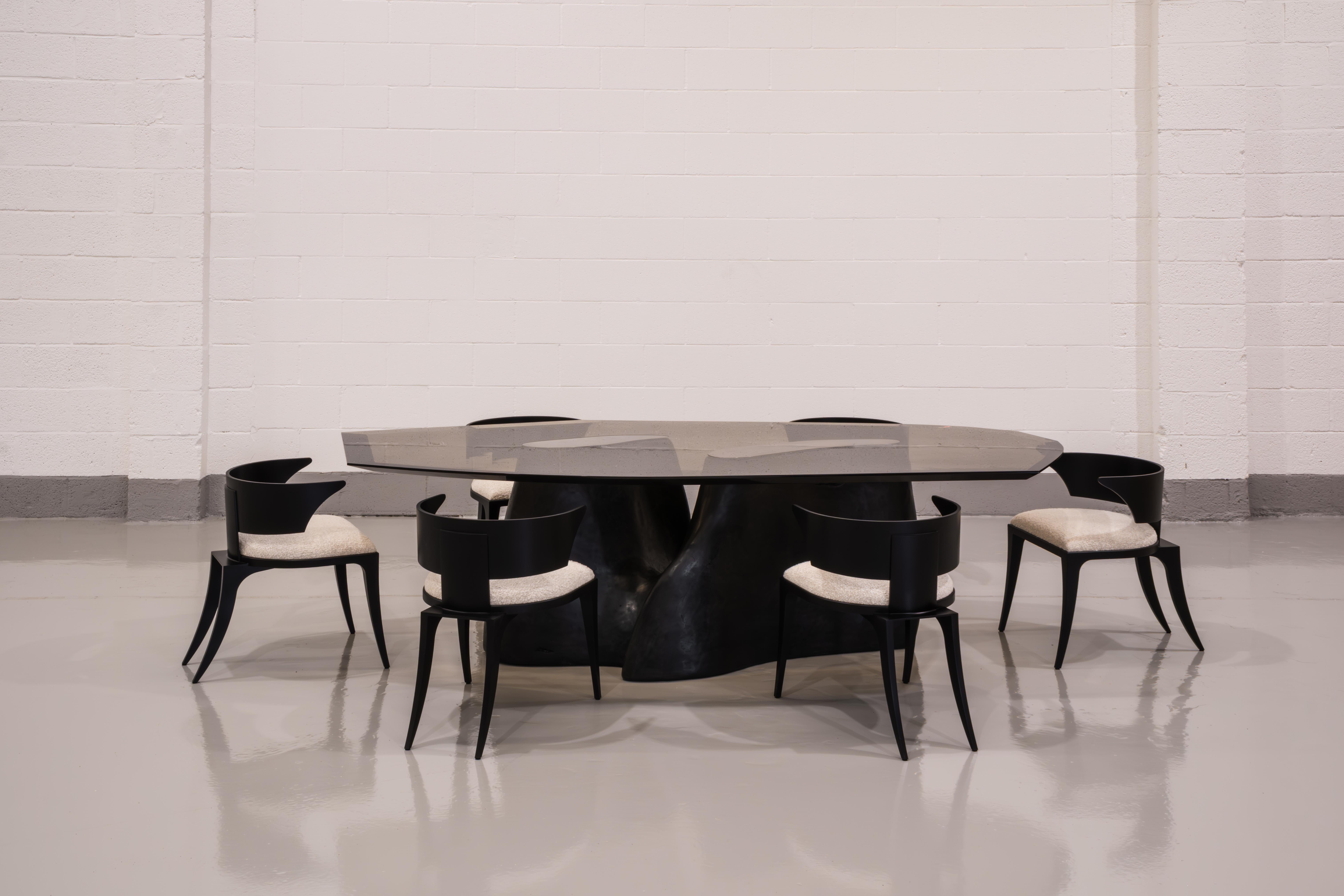 Table Callux en plâtre texturé et nickel antique par Three One Four Studio Neuf - En vente à Geneve, CH