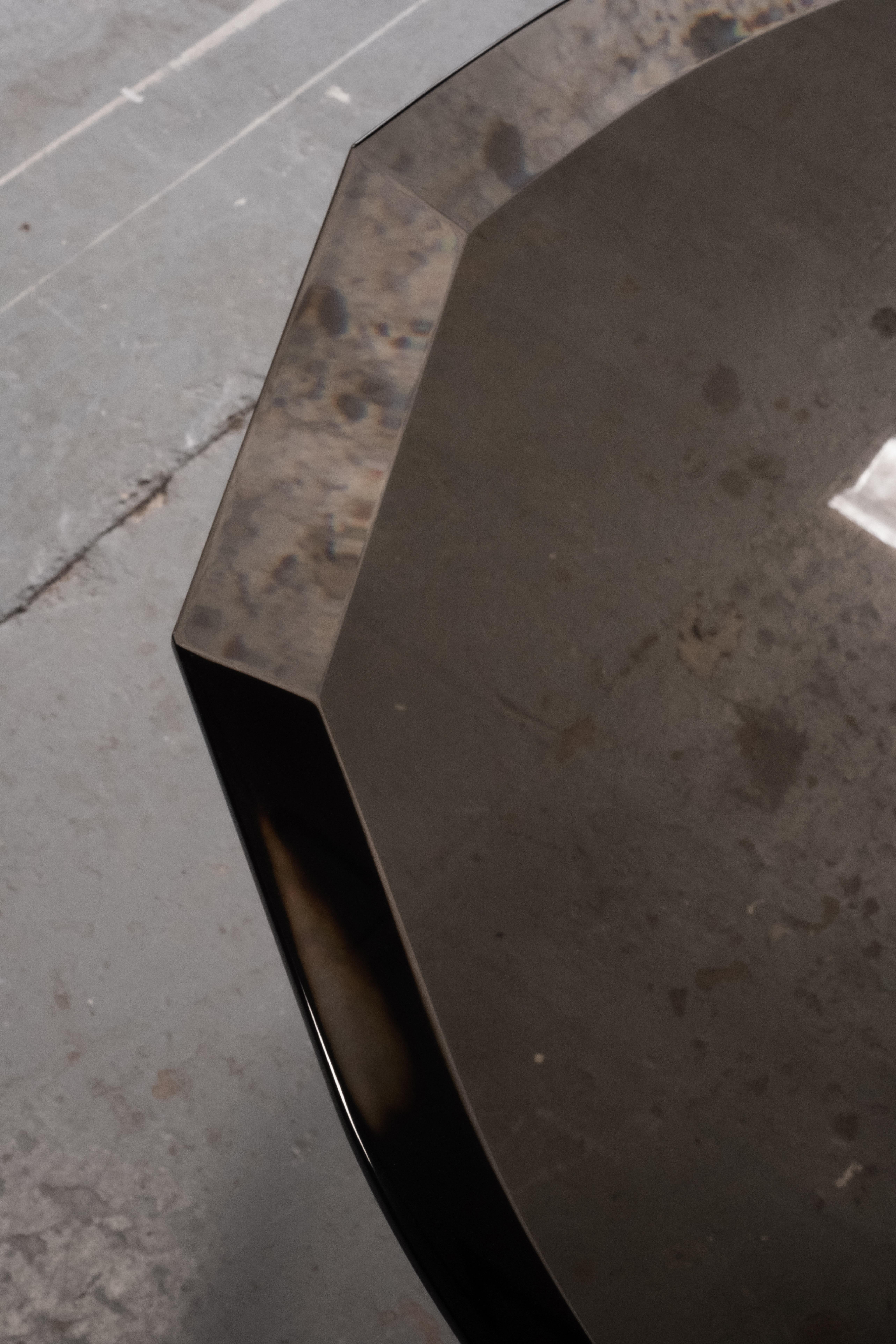 Table Callux en plâtre texturé et nickel antique par Three One Four Studio en vente 3