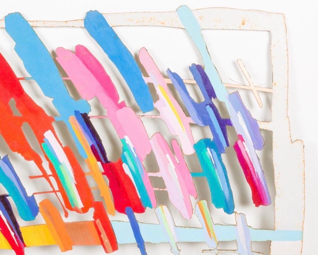 Calman Shemi (Argentina/Israel, b. 1939), Musical Notes #9, Painted Steel Wall Piece, 1995, signed and numbered 9/9. Provenance: Purchased from Circle Gallery February 29, 1996.  This is such a fun colorful piece to hang in your house and goes well