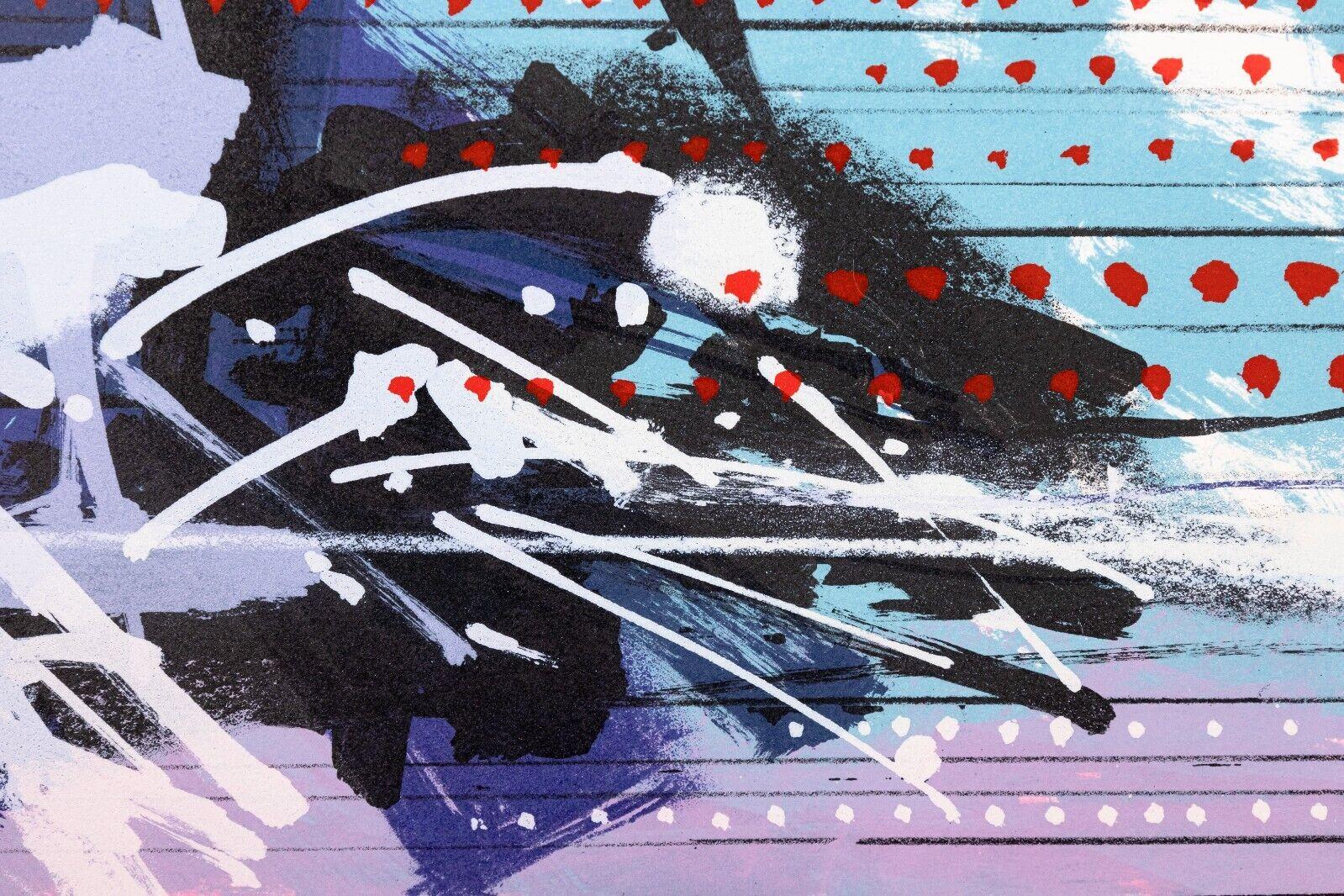 Calman Shemi Manuscrito 1989 Abstracto Moderno Litografía firmada 90/300 Enmarcada en venta 1