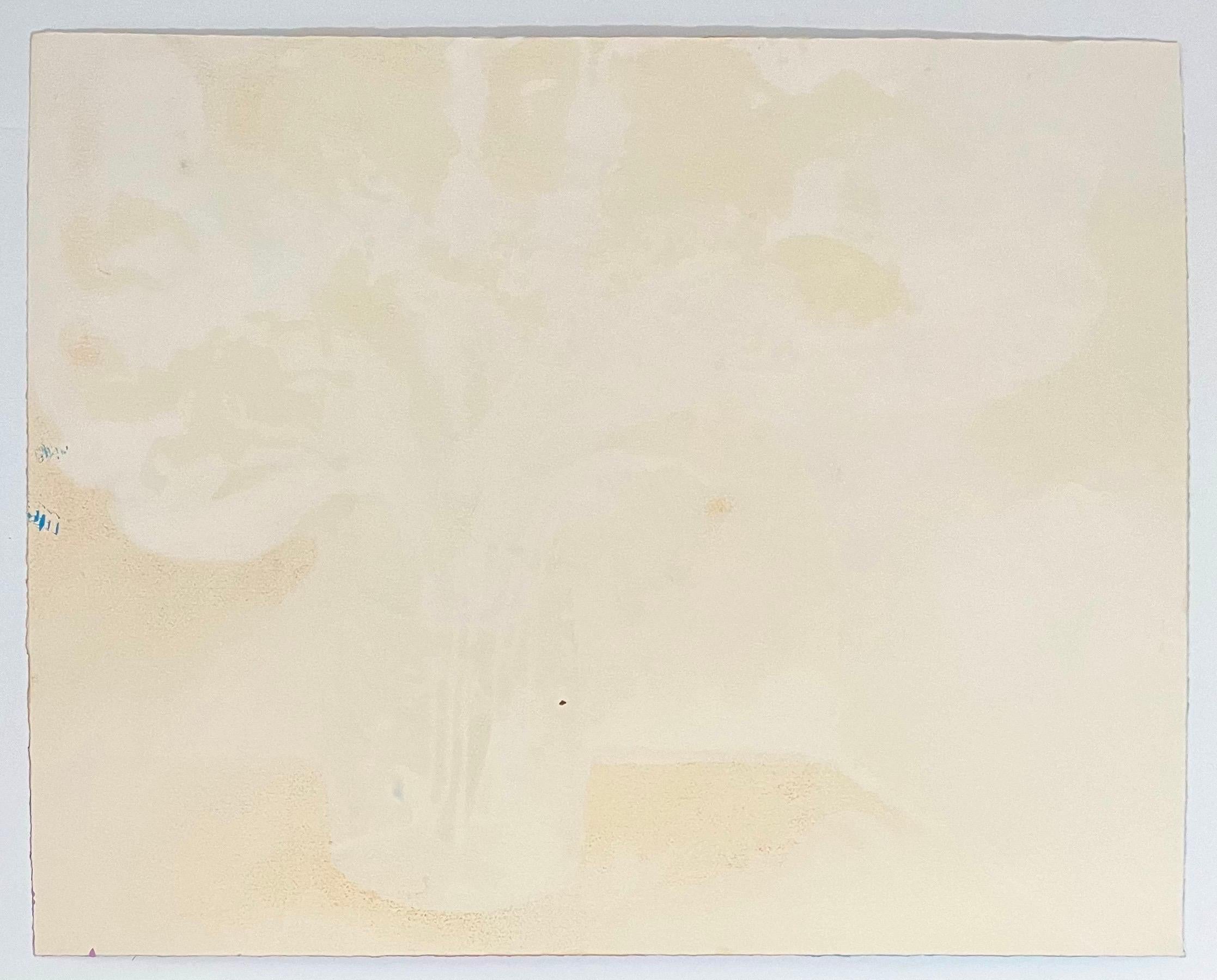 Único bodegón israelí modernista Pintura monoprint Calman Shemi Jarrón Flores en venta 5
