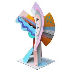 « Hêtre d'une femme » - Sculpture abstraite contemporaine en métal aux couleurs pastel