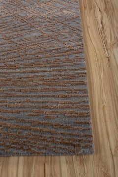 CalmCraft Soft Abstract Ashwood & Honey 6x9 Feet Handknotted Rug For Living Room