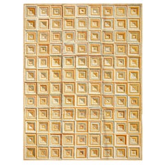 Beruhigender farbenfroher spezieller geometrischer Teppich mit zeitgenössischem amerikanischem Hakenmuster