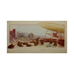 Cartel de aviación original de Calmont de hacia 1910 titulado L'atterrissage au couvent