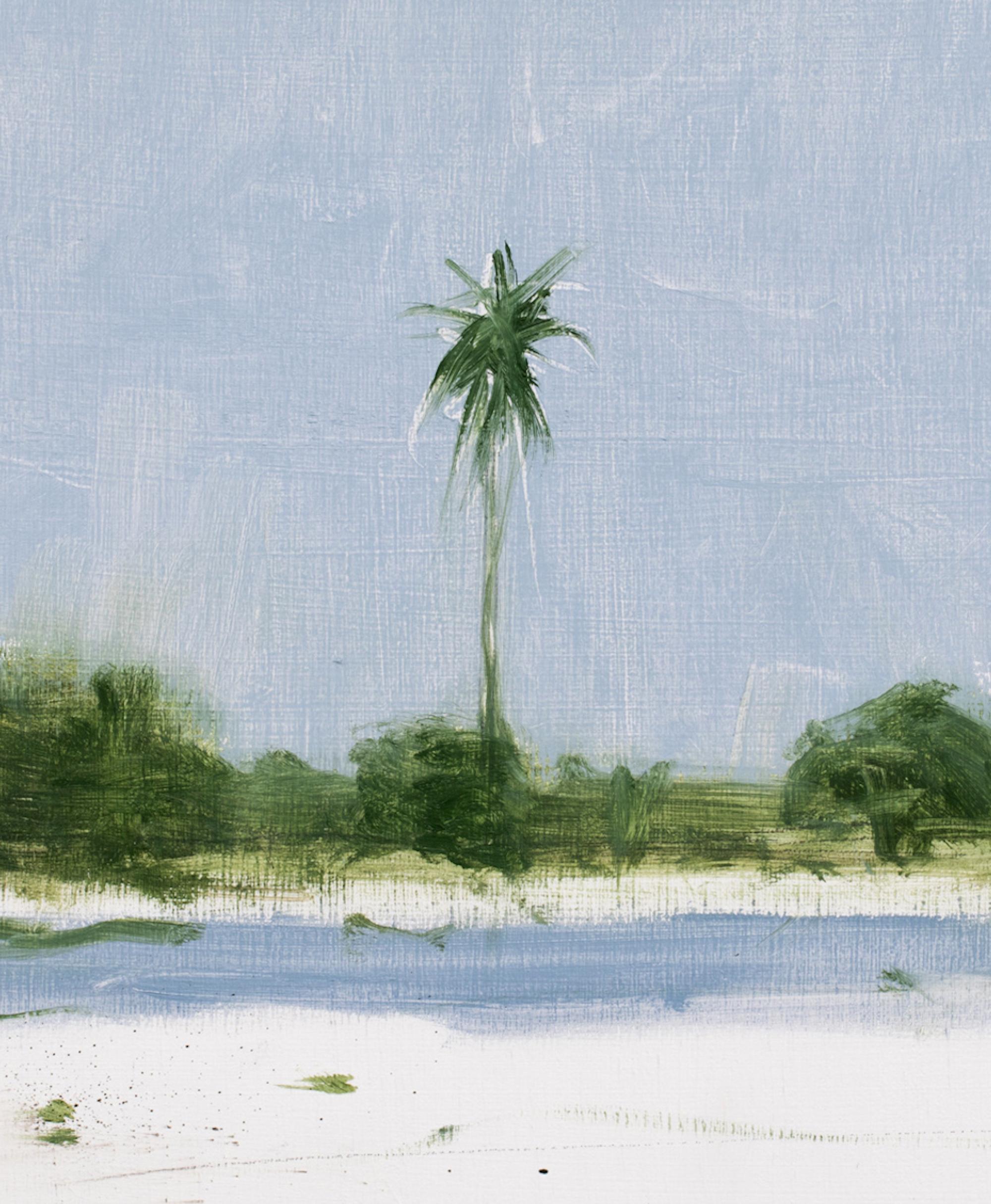 10/02/2023, 12.22h par Calo Carratalá - Petite peinture de paysage aquatique, Sénégal, palmiers en vente 4