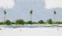 10/02/2023, 12.22h par Calo Carratalá - Petite peinture de paysage aquatique, Sénégal, palmiers