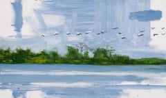 10/02/2023, 13.59h par Calo Carratalá - Petite peinture de paysage aquatique, Sénégal, oiseaux