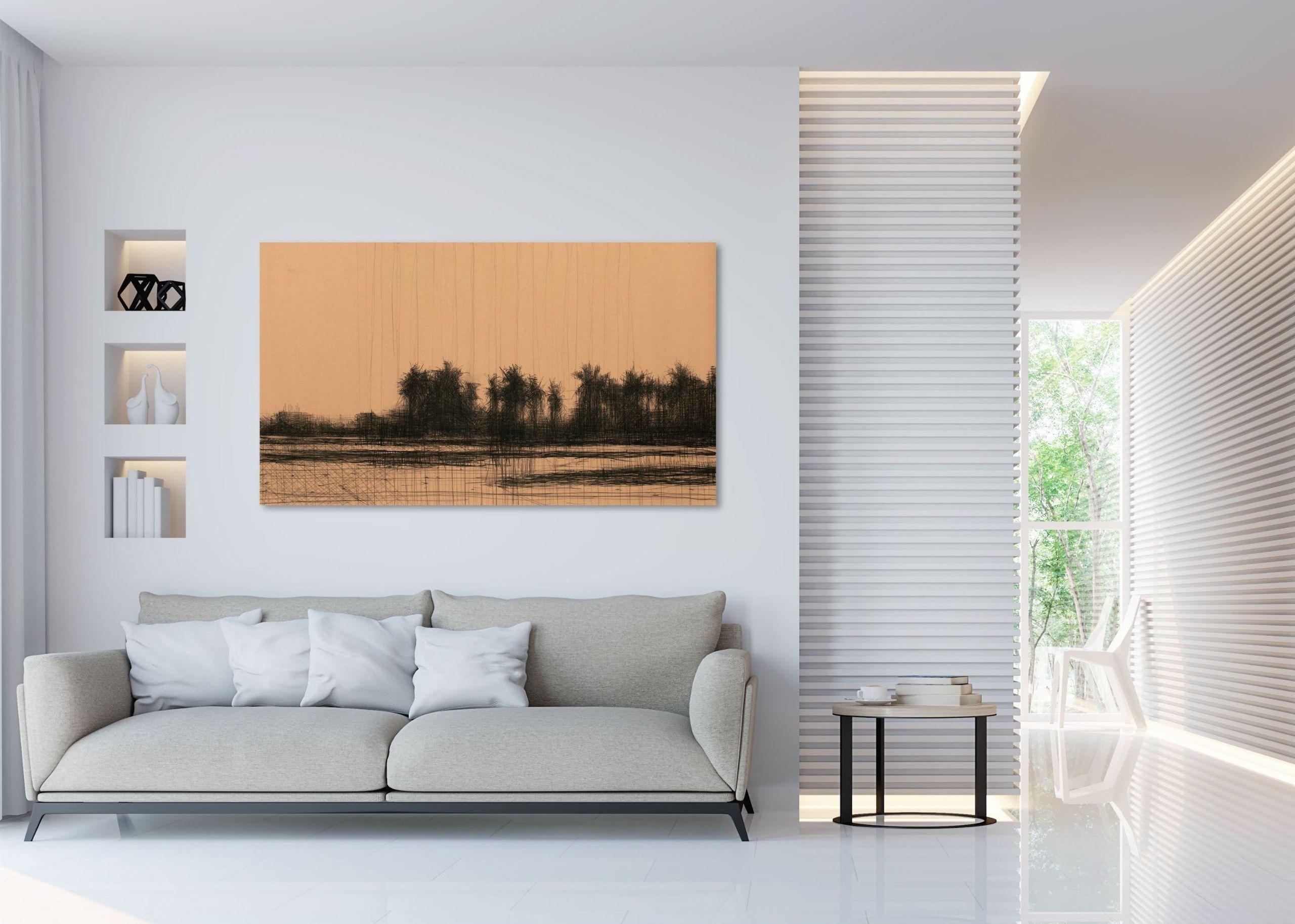 11/02/2023, 17.50 h by Calo Carratalá - Senegal landscape painting, Africa, wood im Angebot 1