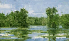 11/02/2023, 18.03h par Calo Carratalá - Petite peinture de paysage aquatique, Sénégal, palmiers