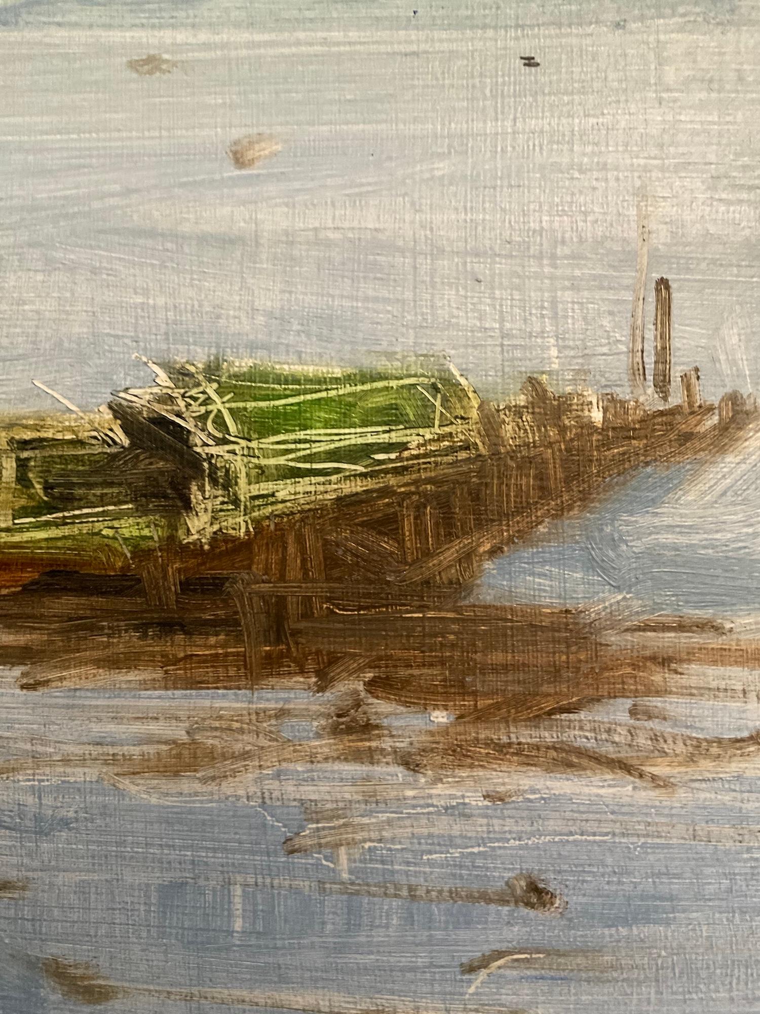 21/01/2023, 10.15h por Calo Carratalá - Cuadro pequeño paisaje acuático, Senegal, barco en venta 5