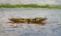 21/01/2023, 10.15h par Calo Carratalá - Petite peinture de paysage aquatique, Sénégal, bateau
