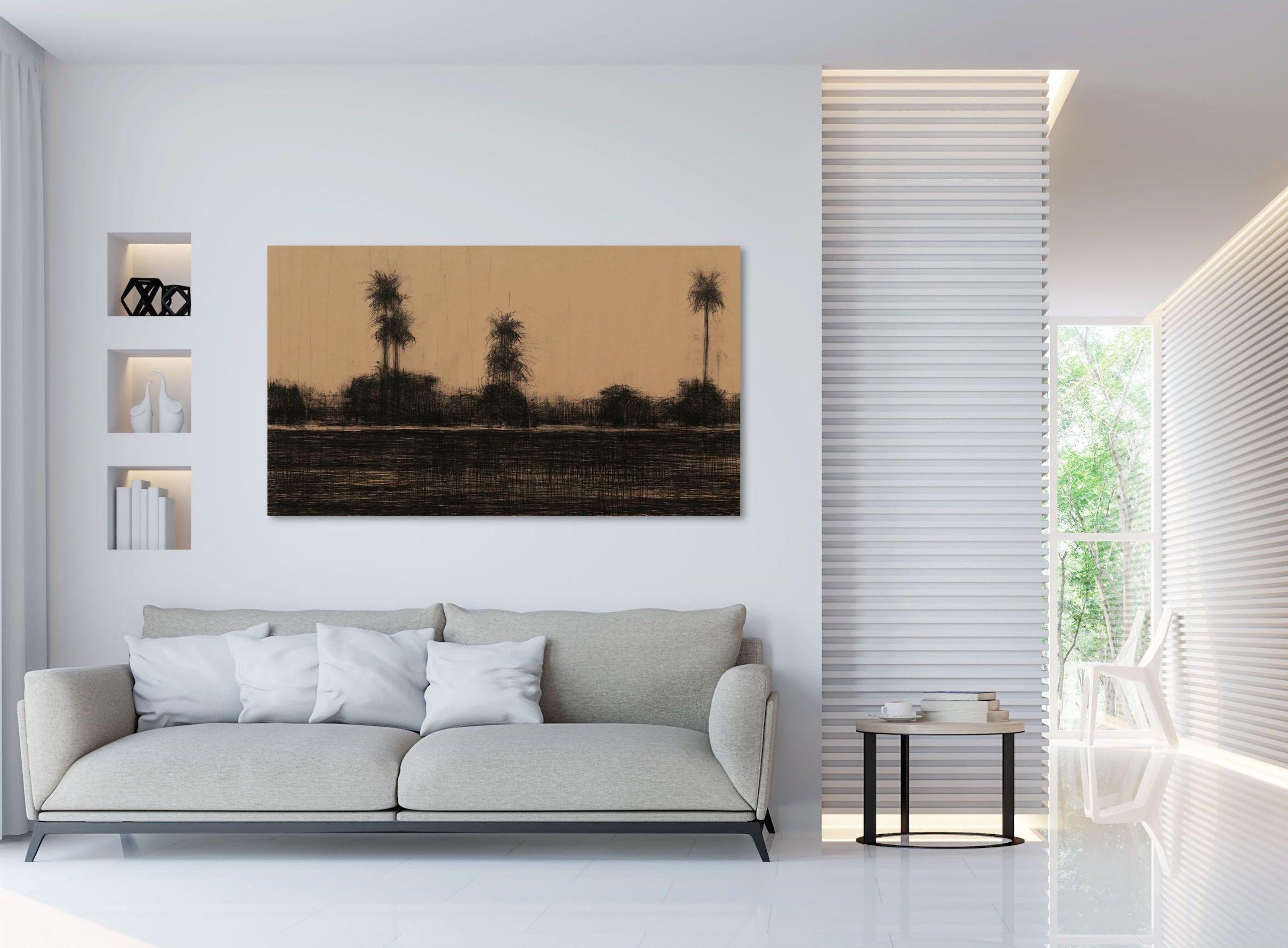 9/02/2023, 15.56 h by Calo Carratalá - Senegal landscape painting, Africa, wood im Angebot 1