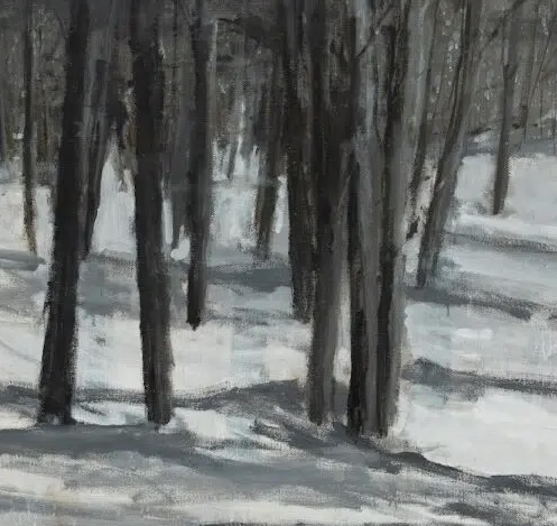 Alpenwälder N1 von Calo Carratalá - Landschaftsmalerei, Berg, Schnee, Winter im Angebot 1