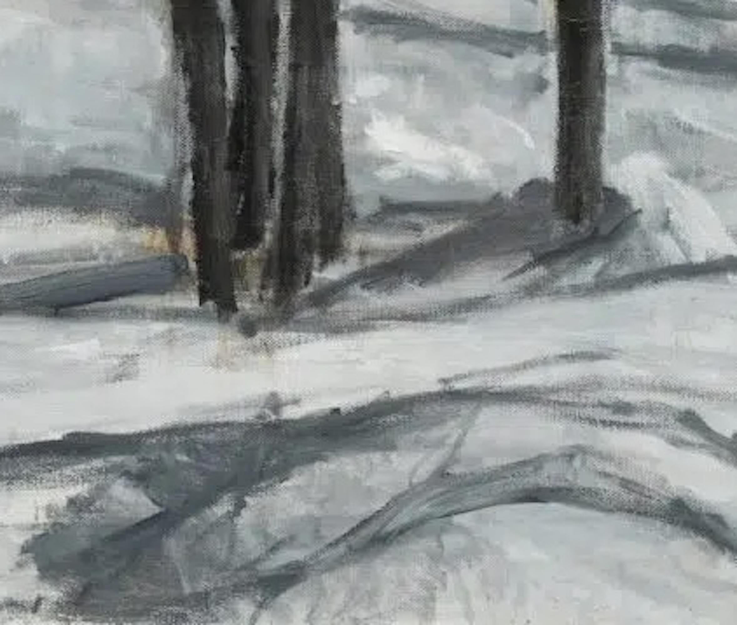 Alpenwälder N1 von Calo Carratalá - Landschaftsmalerei, Berg, Schnee, Winter im Angebot 5